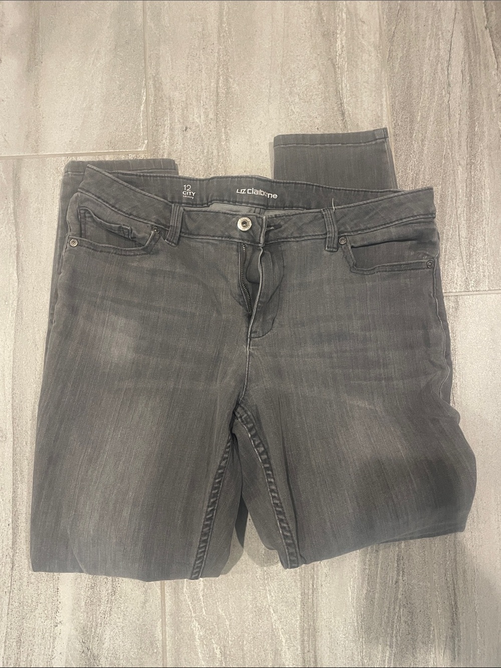 Liz Claiborne Gray Straight-Leg Jeans